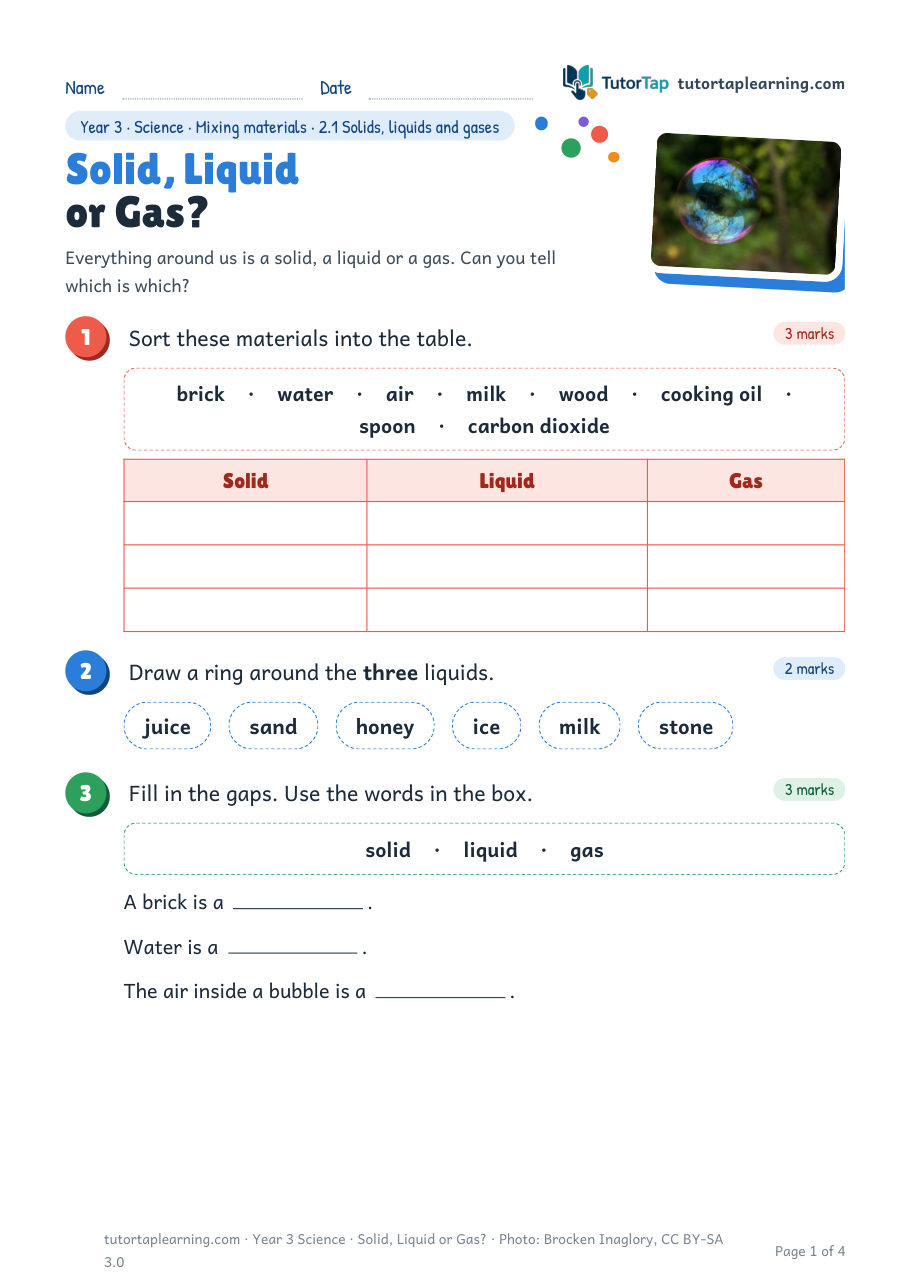 First page of Solid, Liquid or Gas?