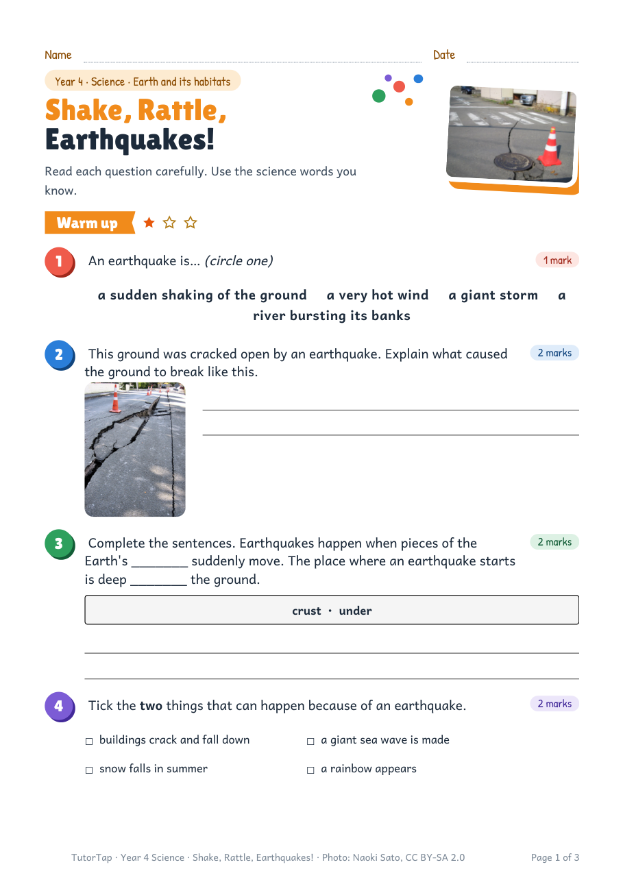First page of Shake, Rattle, Earthquakes!